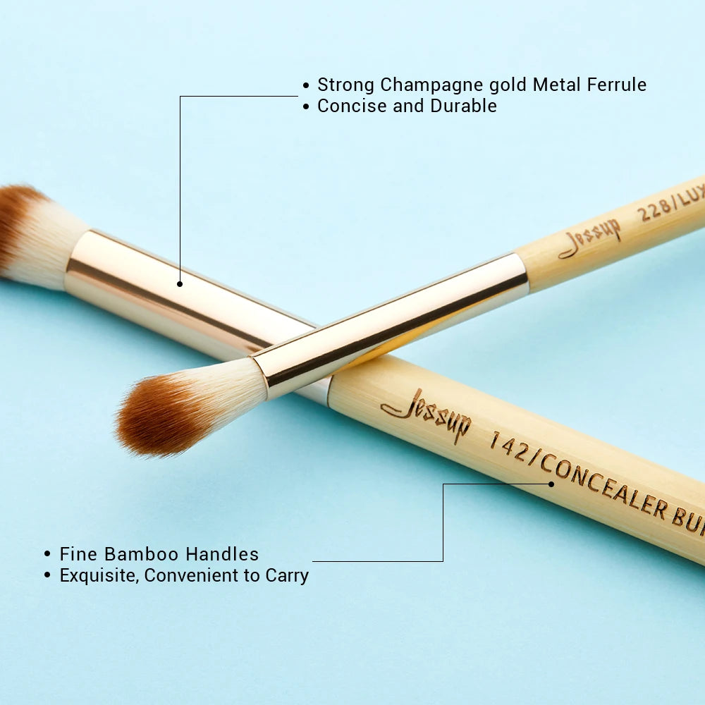 Bamboo Makeup Brush Set — 15pcs — In use