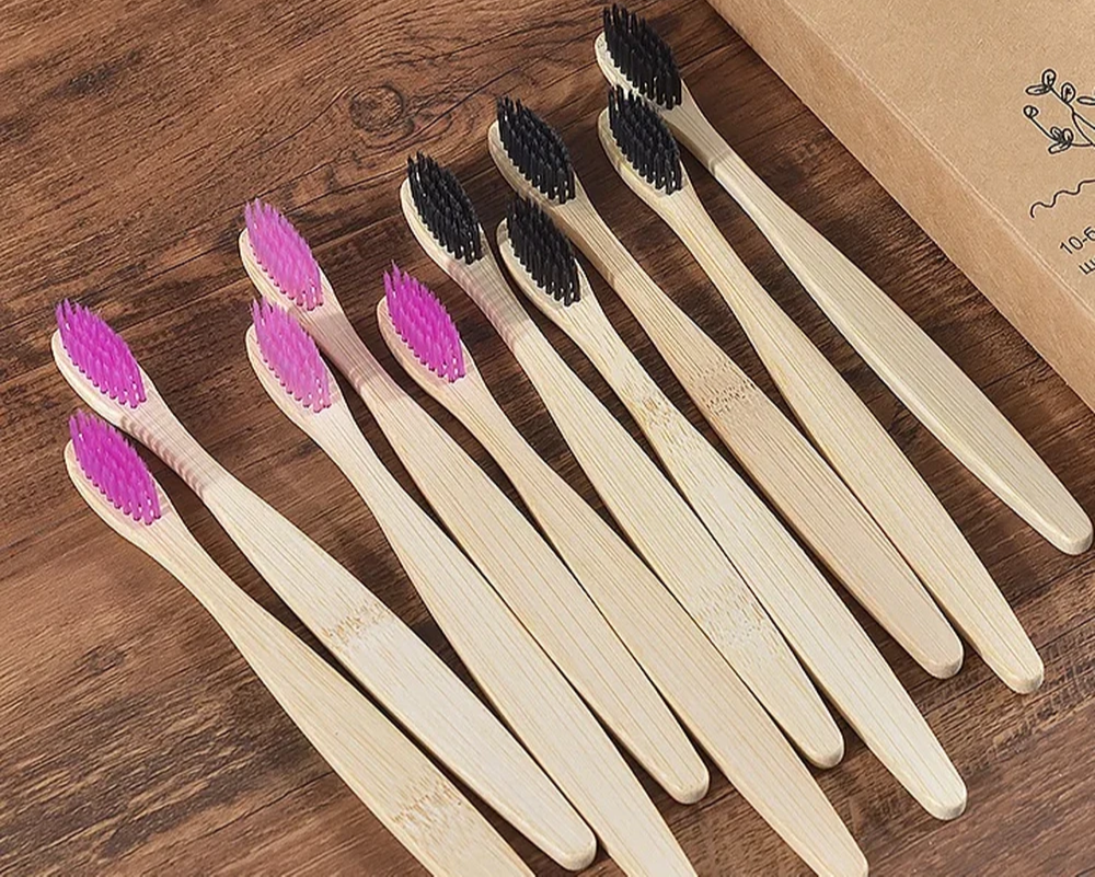 Natural Bamboo Toothbrush Set — 5-10 Pack — Styled shot