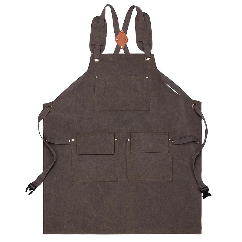 Waxed Canvas Workshop Apron — Heavy Duty — Close-up