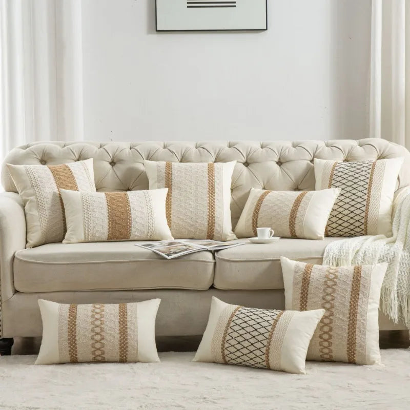 Boho Textured Linen Pillow Cover
