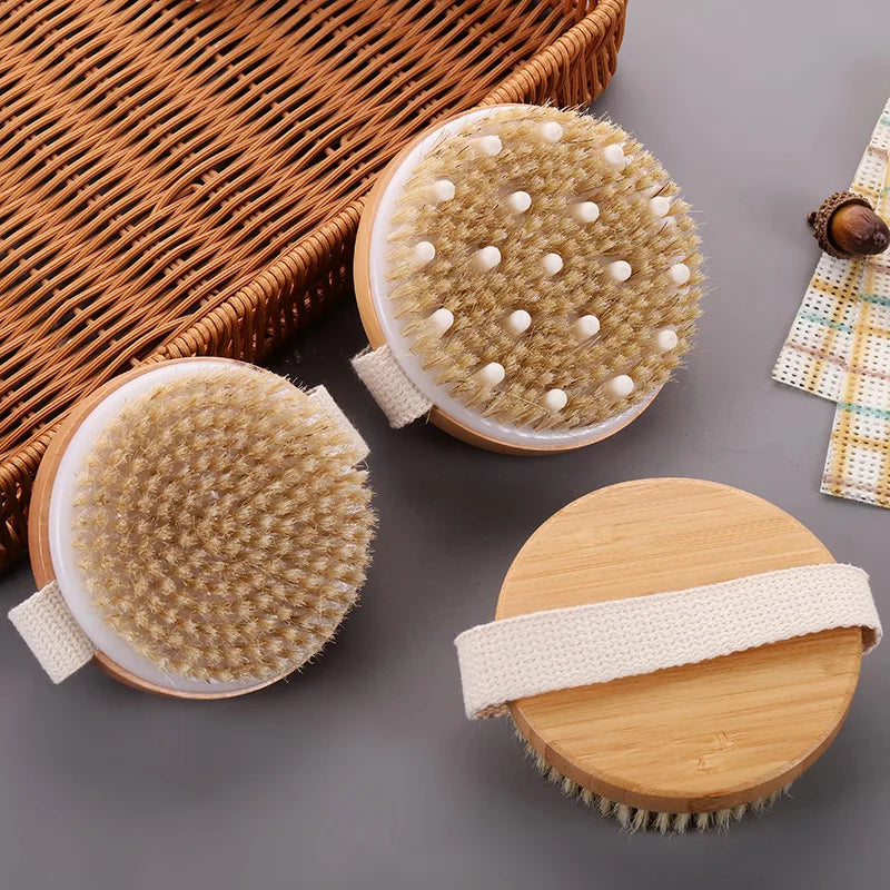 Natural Bristle Dry Body Brush — In use
