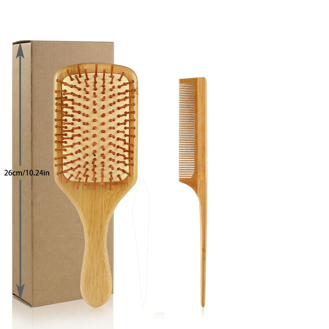 Bamboo Hair Brush & Comb Set — Scale view