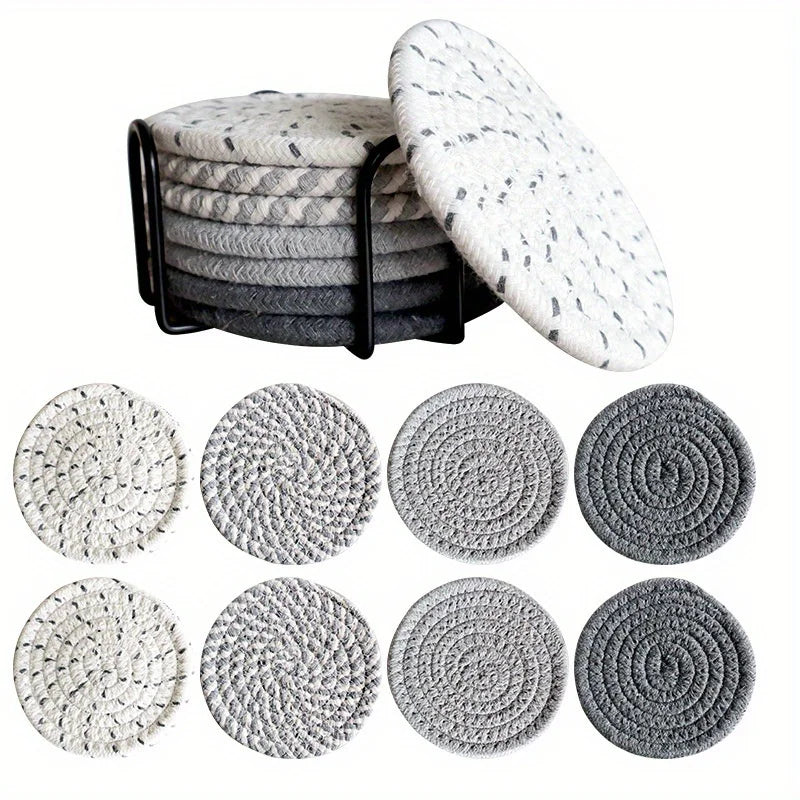 Absorbent Coasters with Holder — Set of 8 — Side view