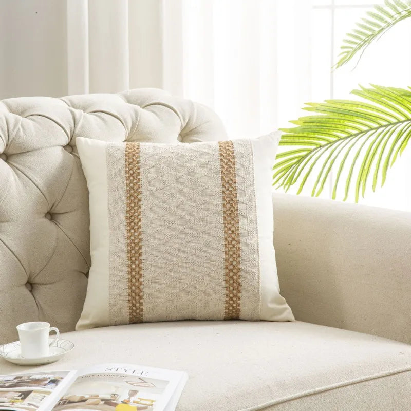 Boho Textured Linen Pillow Cover