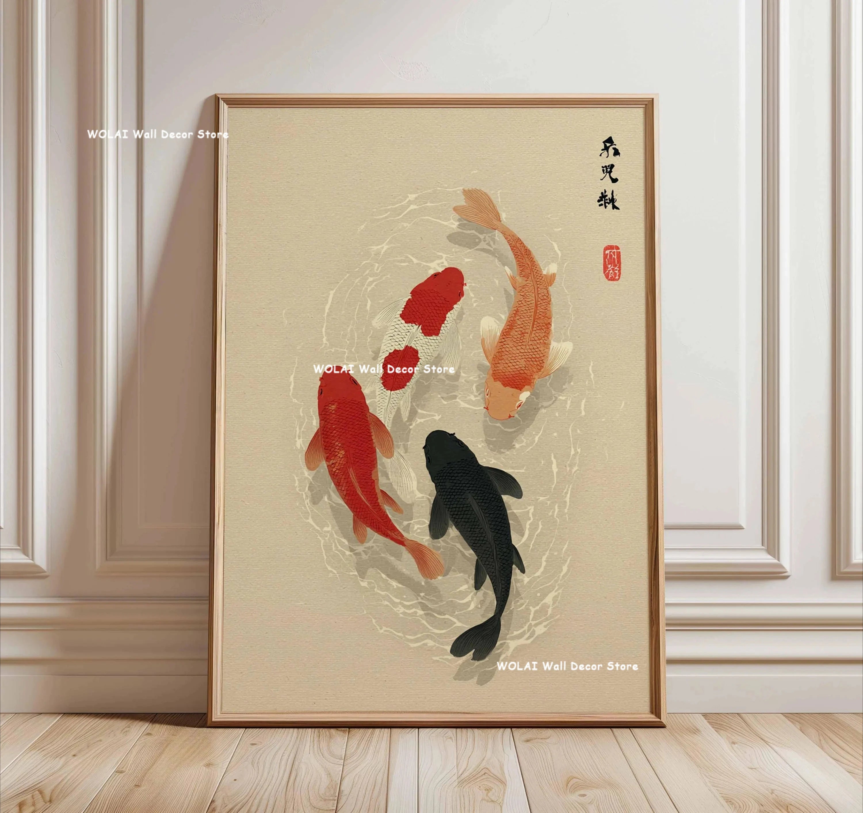 Zen Koi Fish Canvas Print — Japanese Wave Wall Art (Unframed)