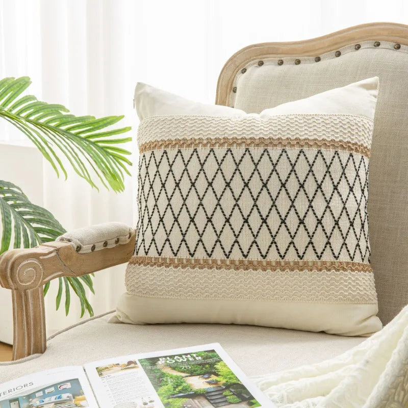 Boho Textured Linen Pillow Cover
