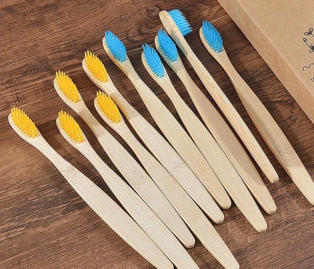 Natural Bamboo Toothbrush Set — 5-10 Pack — Alt angle