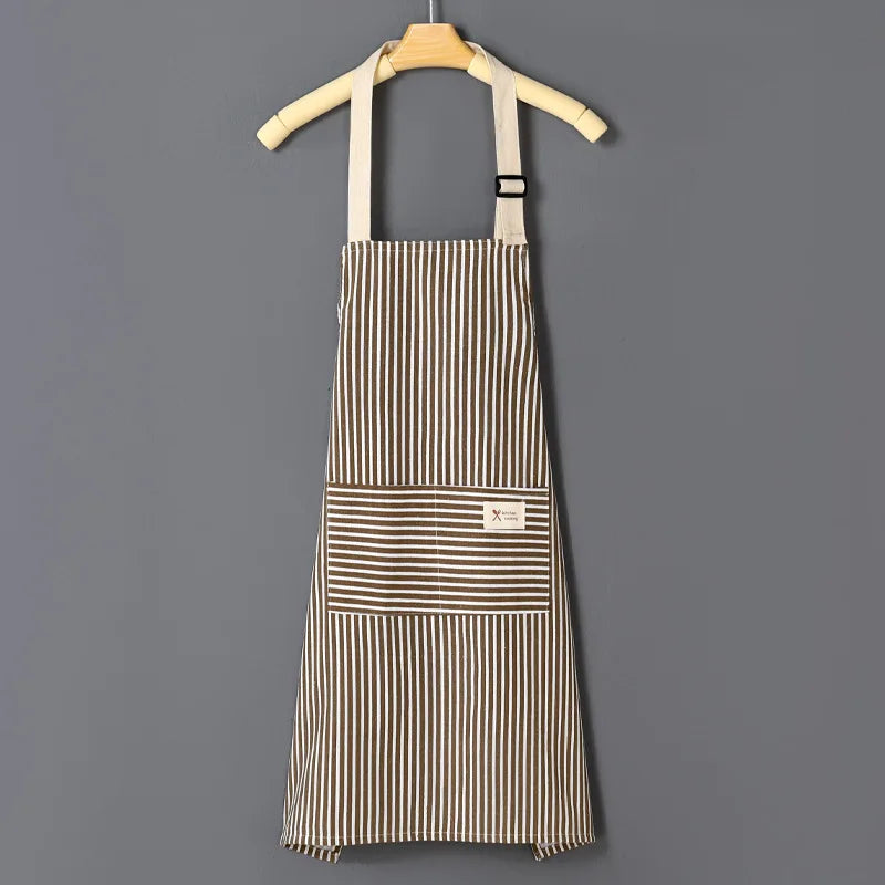 Linen Striped Kitchen Apron — Nordic Style — Close-up