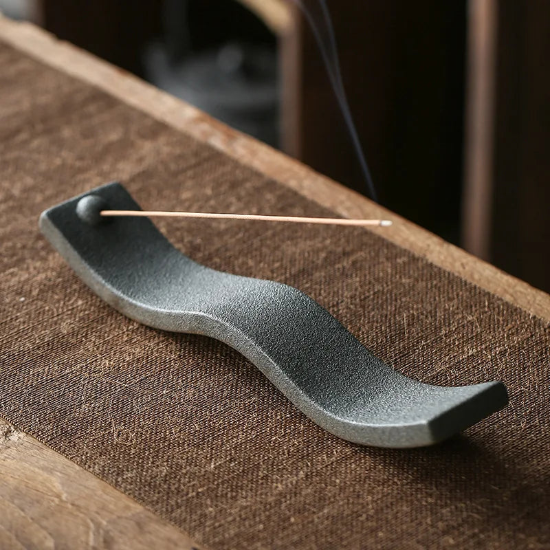 Rustic Textured Ceramic Incense Holder — Lying Stick Burner