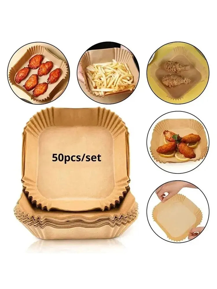 Disposable Air Fryer Paper Liners — Non-Stick Round Bowl Shape (50pcs)