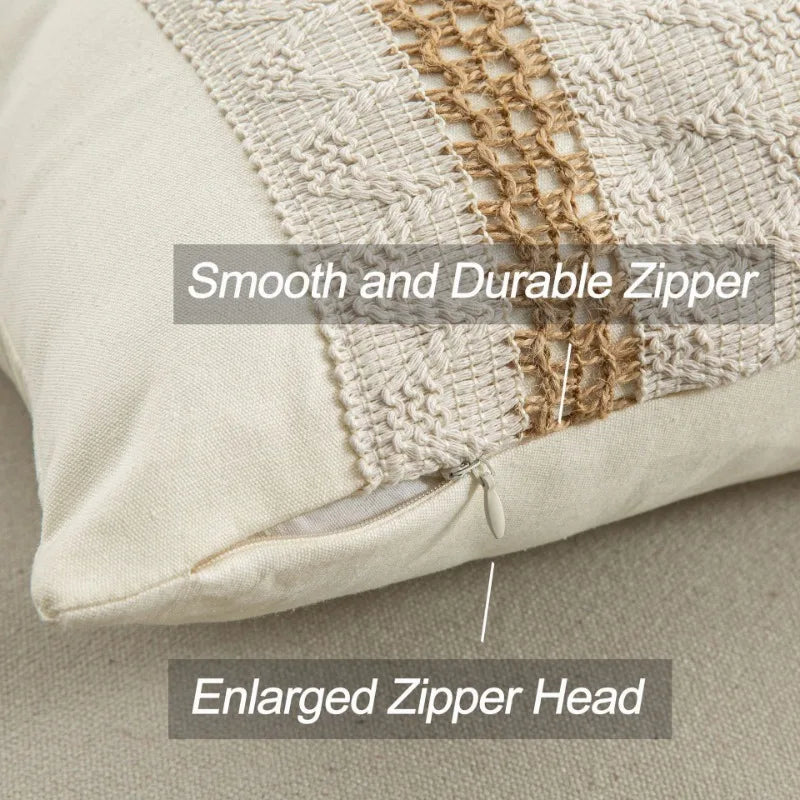 Boho Textured Linen Pillow Cover