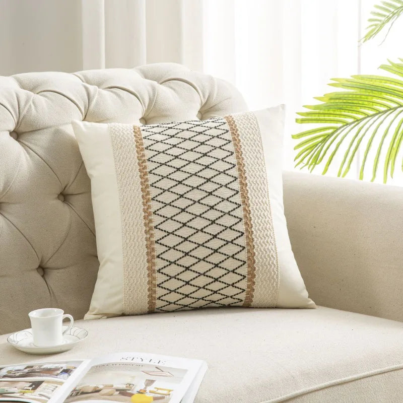Boho Textured Linen Pillow Cover