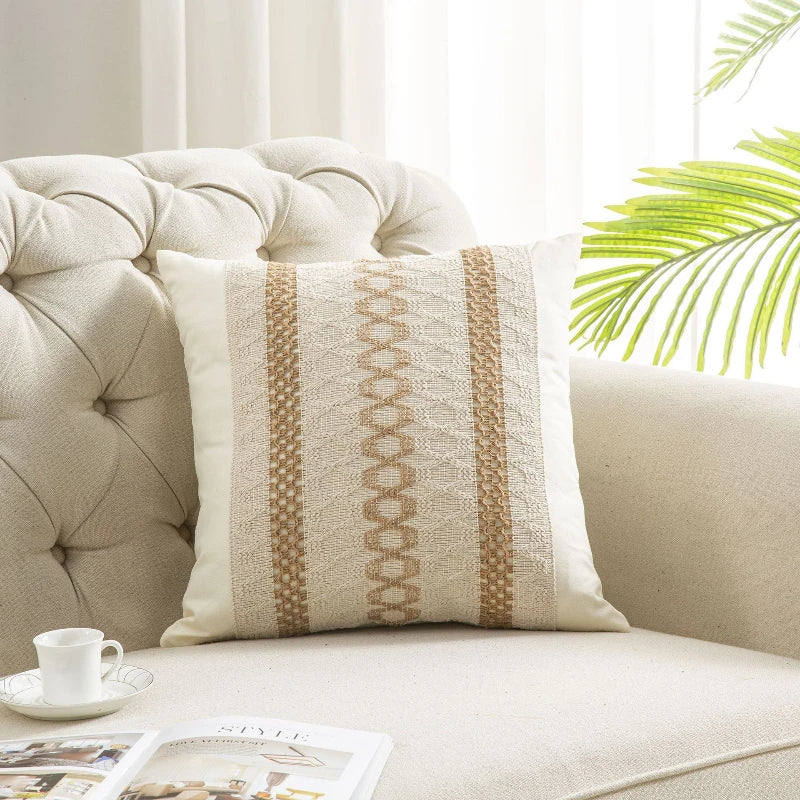Boho Textured Linen Pillow Cover