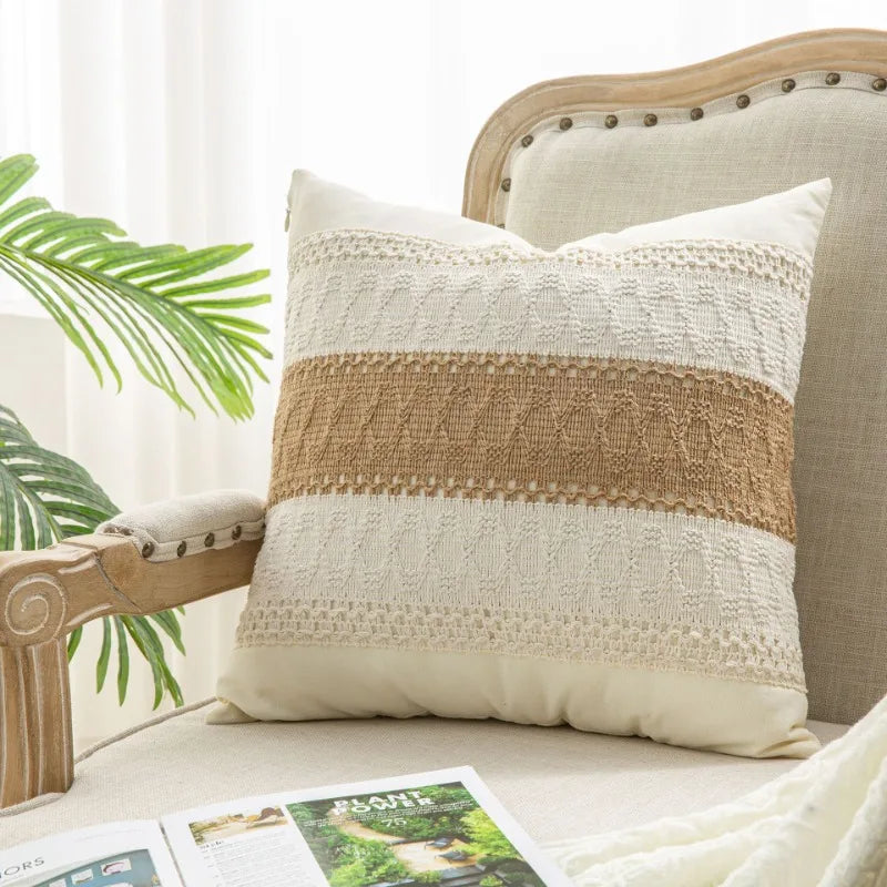 Boho Textured Linen Pillow Cover