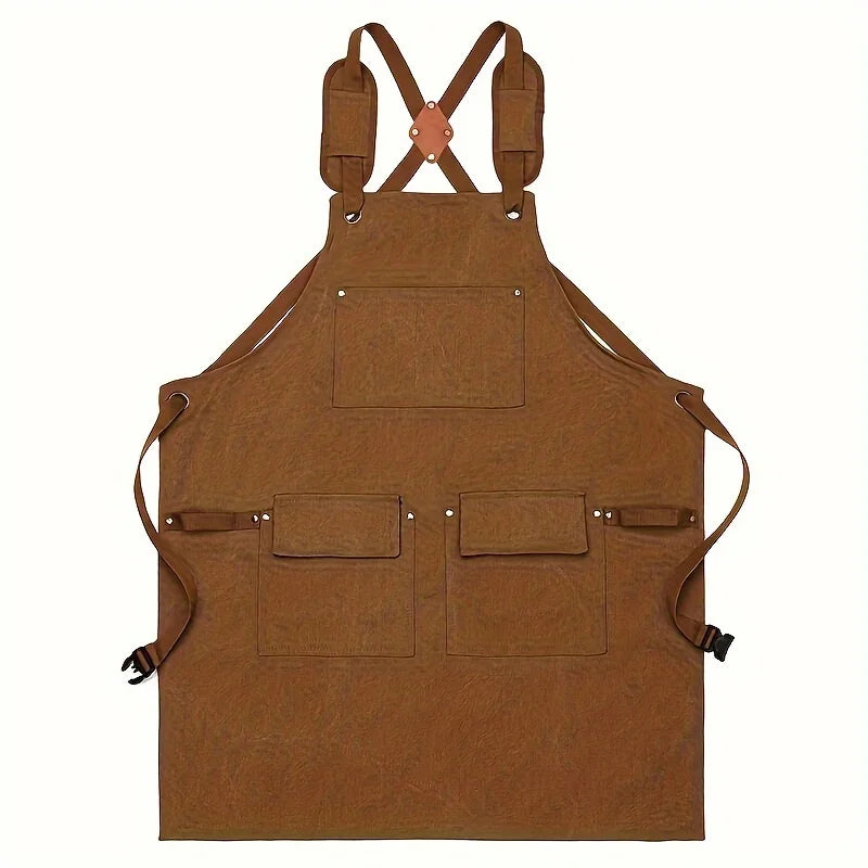 Waxed Canvas Workshop Apron — Heavy Duty — In use