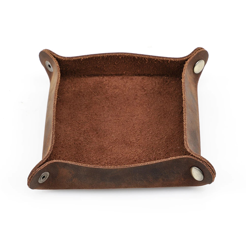 Leather Valet Snap Tray — Foldable Desk Organiser