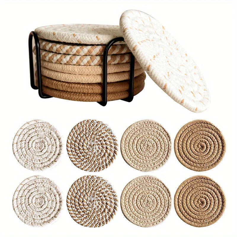 Absorbent Coasters with Holder — Set of 8 — Close-up
