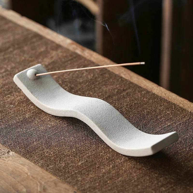 Rustic Textured Ceramic Incense Holder — Lying Stick Burner