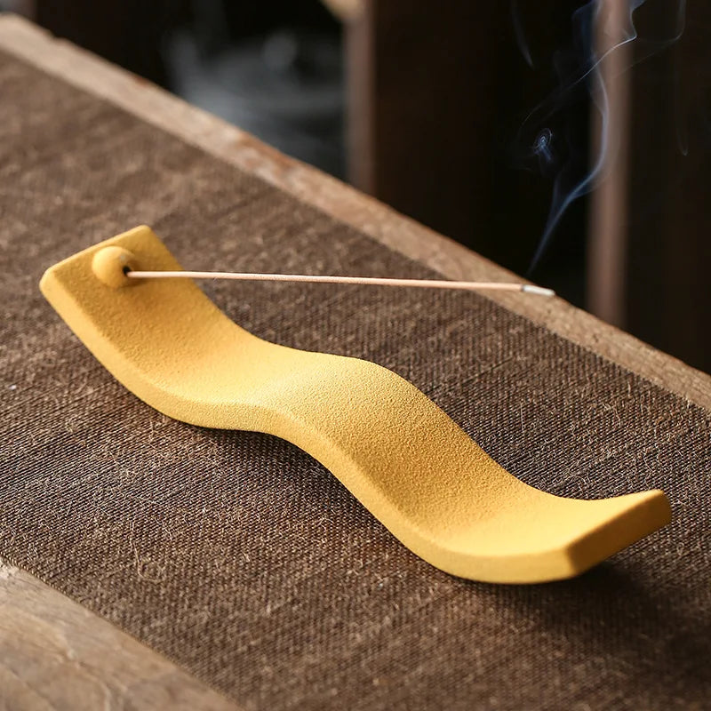 Rustic Textured Ceramic Incense Holder — Lying Stick Burner