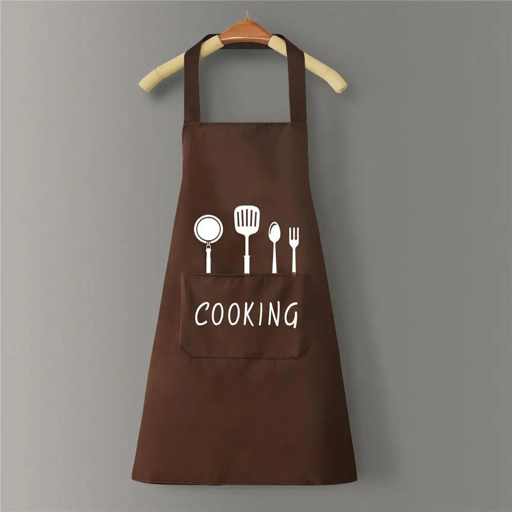 Linen Striped Kitchen Apron — Nordic Style — Side view