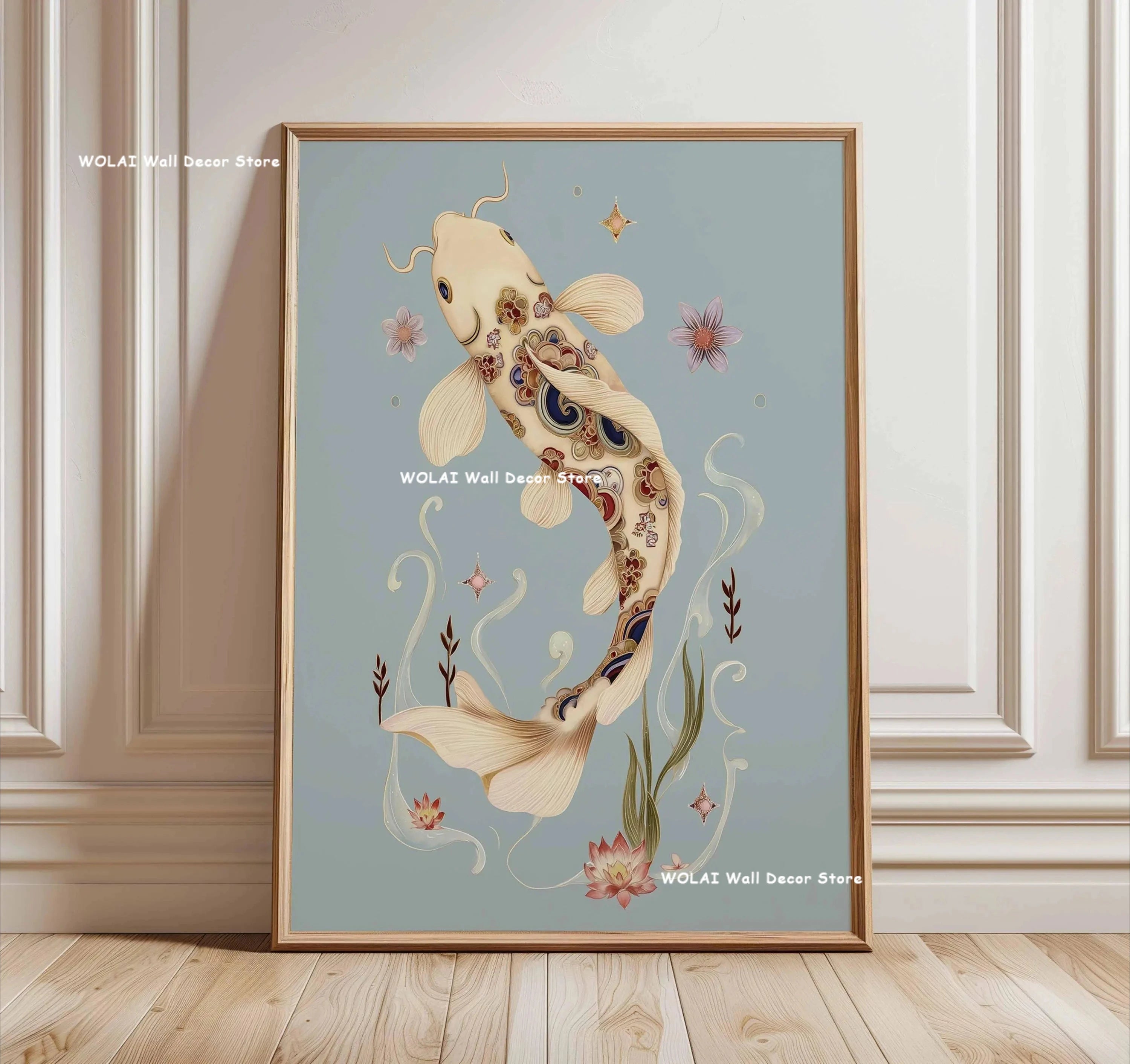 Zen Koi Fish Canvas Print — Japanese Wave Wall Art (Unframed)