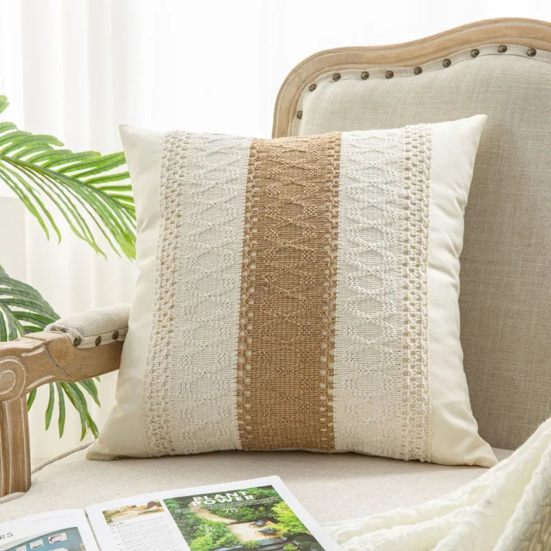 Boho Textured Linen Pillow Cover