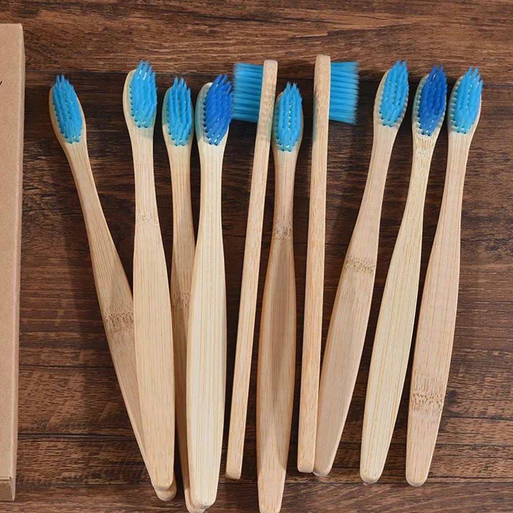 Natural Bamboo Toothbrush Set — 5-10 Pack — Back view