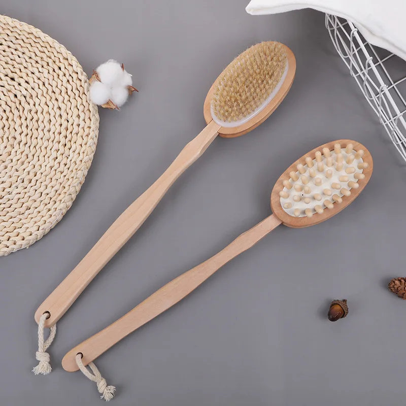 Natural Bristle Dry Body Brush — Flat lay