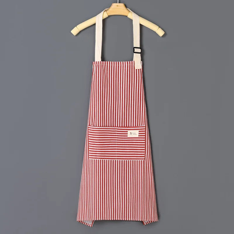 Linen Striped Kitchen Apron — Nordic Style — Scale view