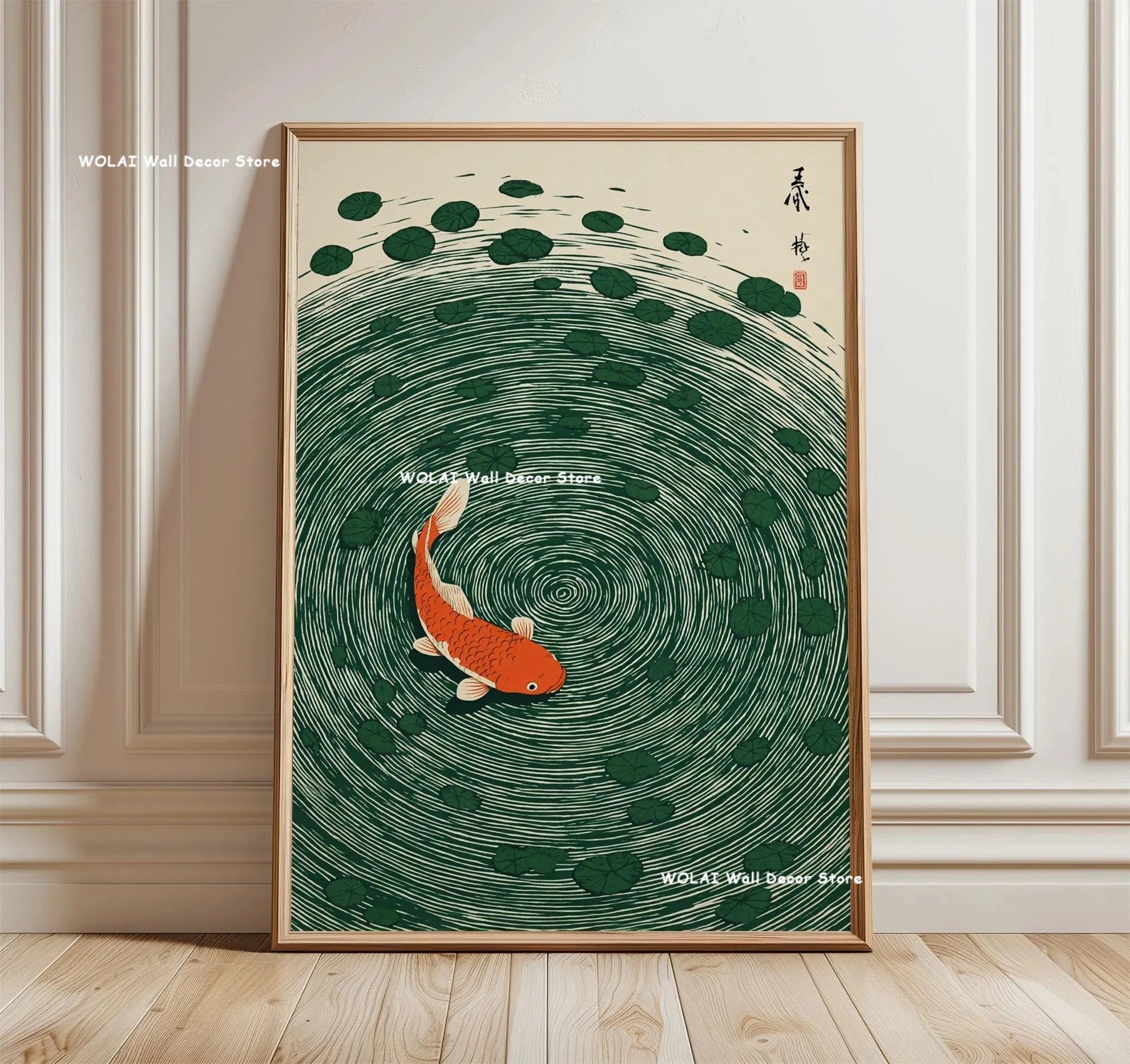 Zen Koi Fish Canvas Print — Japanese Wave Wall Art (Unframed)