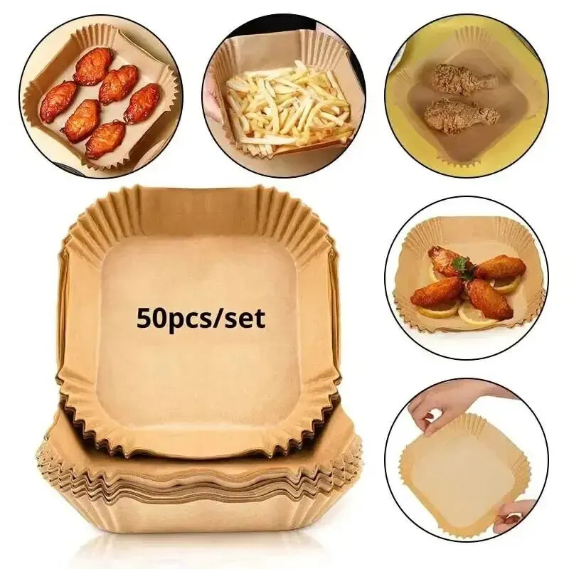 Disposable Air Fryer Paper Liners — Non-Stick Round Bowl Shape (50pcs)
