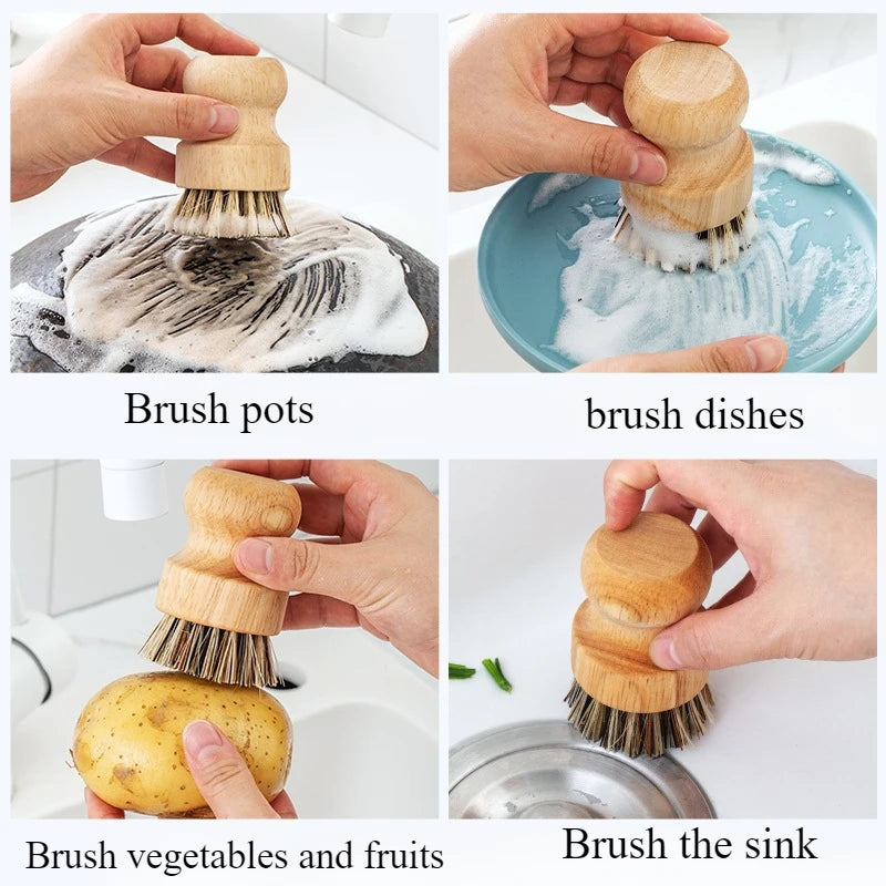 Wooden Dish Brushes — Set of 2 — Detail view