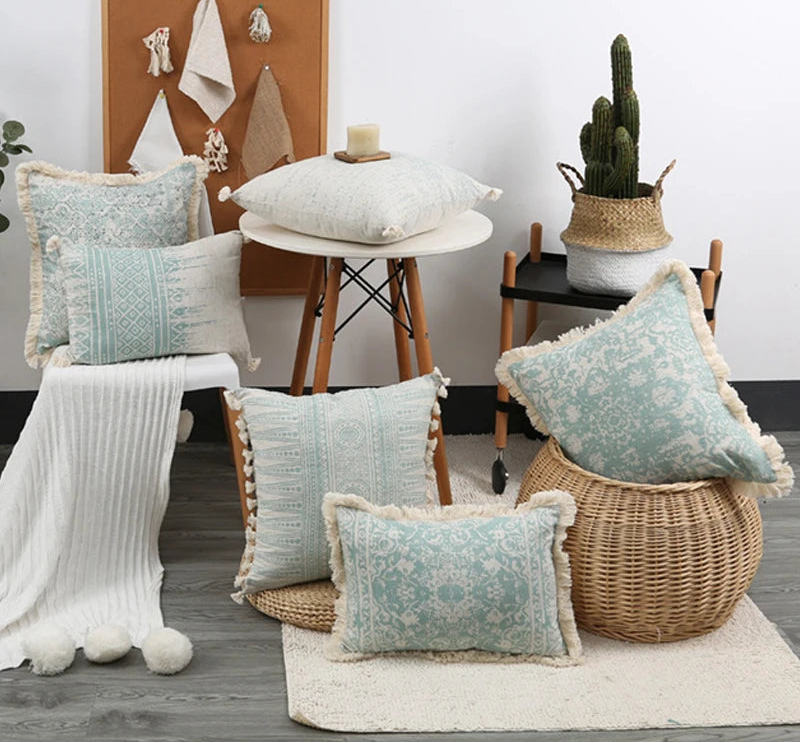 Vintage Embroidered Cushion Cover with Tassels