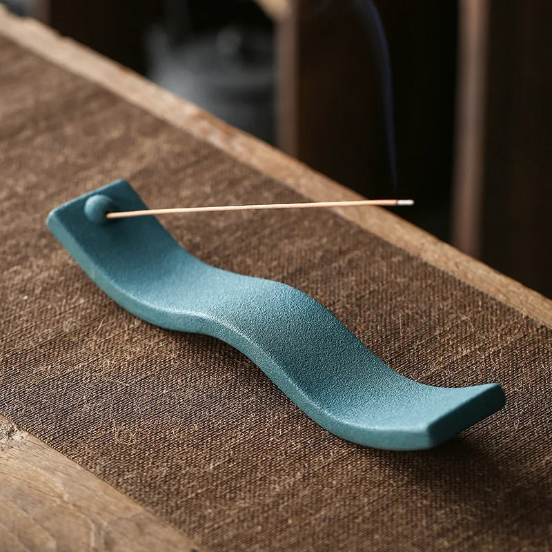 Rustic Textured Ceramic Incense Holder — Lying Stick Burner