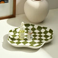Retro Checkerboard Ceramic Tray