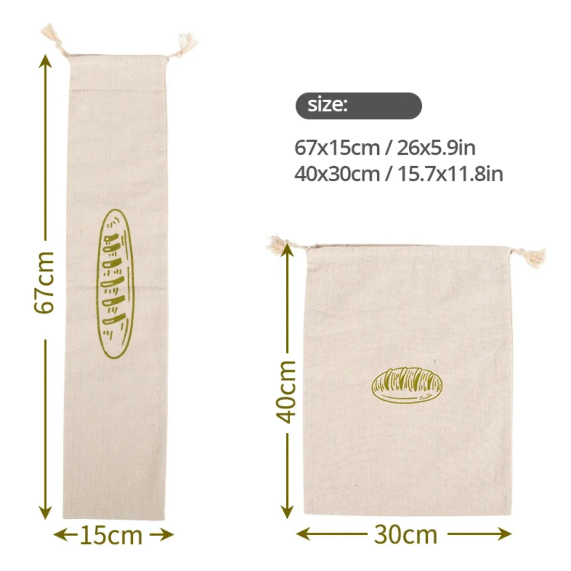 Linen Bread Bag — Reusable & Eco-Friendly — Scale view