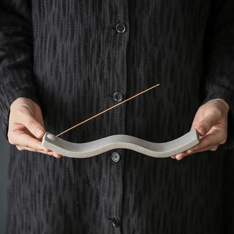Rustic Textured Ceramic Incense Holder — Lying Stick Burner