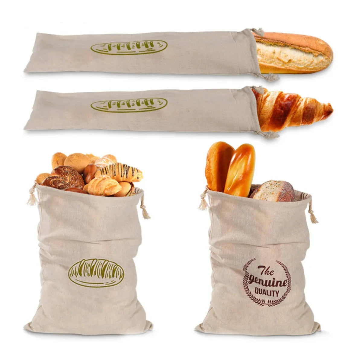 Linen Bread Bag — Reusable & Eco-Friendly — Texture detail