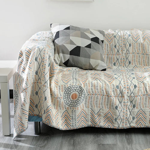 Boho Tribal Pattern Throw Blanket — Geometric Ethnic Sofa Throw