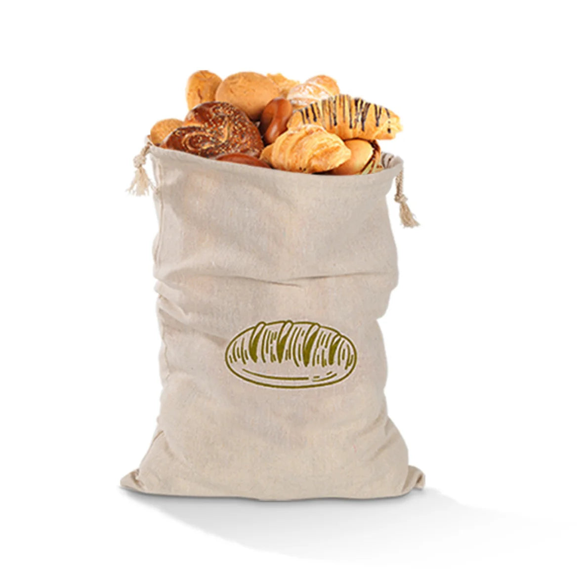 Linen Bread Bag — Reusable & Eco-Friendly — Side view