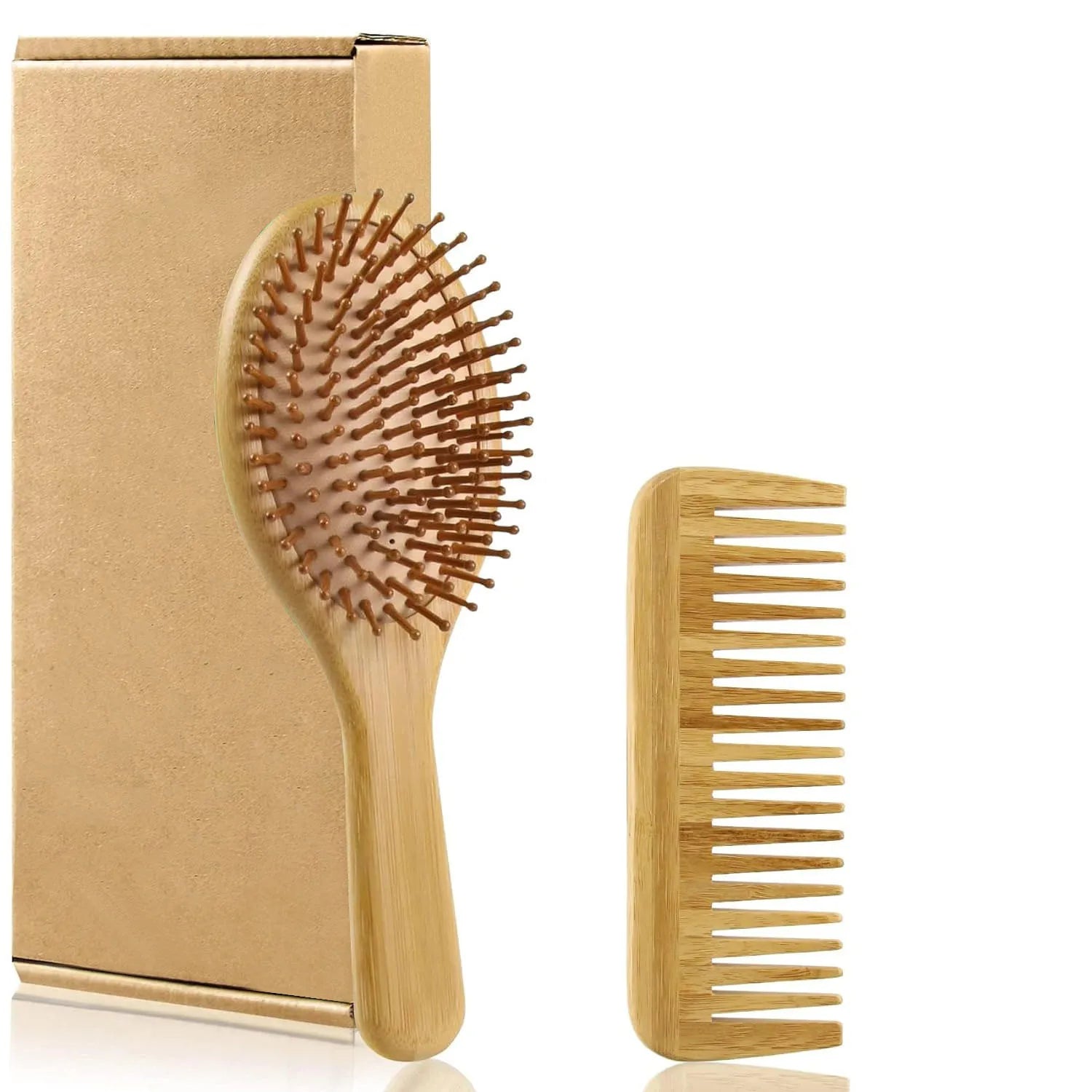 Bamboo Hair Brush & Comb Set — Texture detail