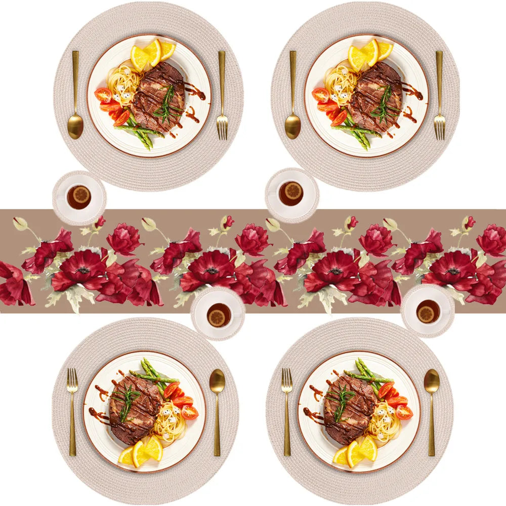 6 Round Braided Placemats + Coasters- Set of 6 — View 1
