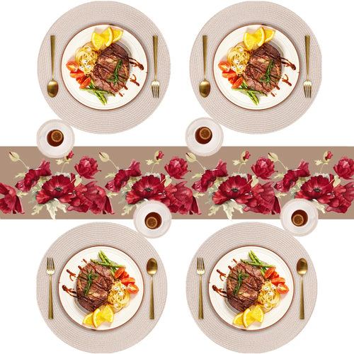 6 Round Braided Placemats + Coasters- Set of 6 — View 1