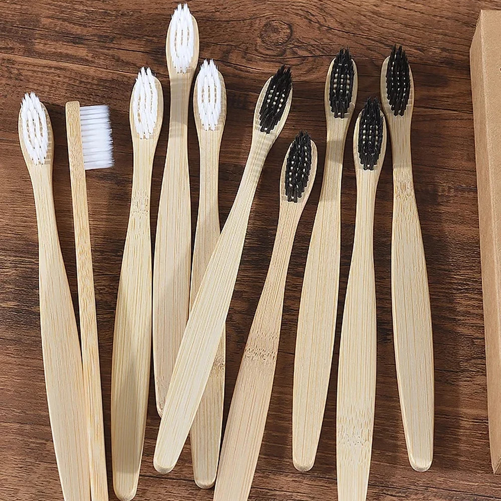Natural Bamboo Toothbrush Set — 5-10 Pack — Full view