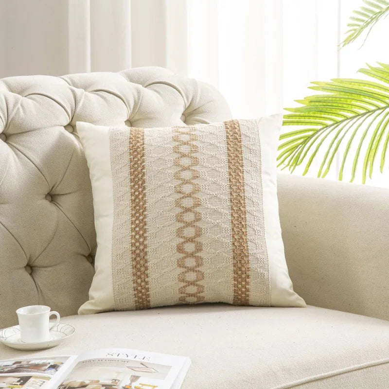 Boho Textured Linen Pillow Cover