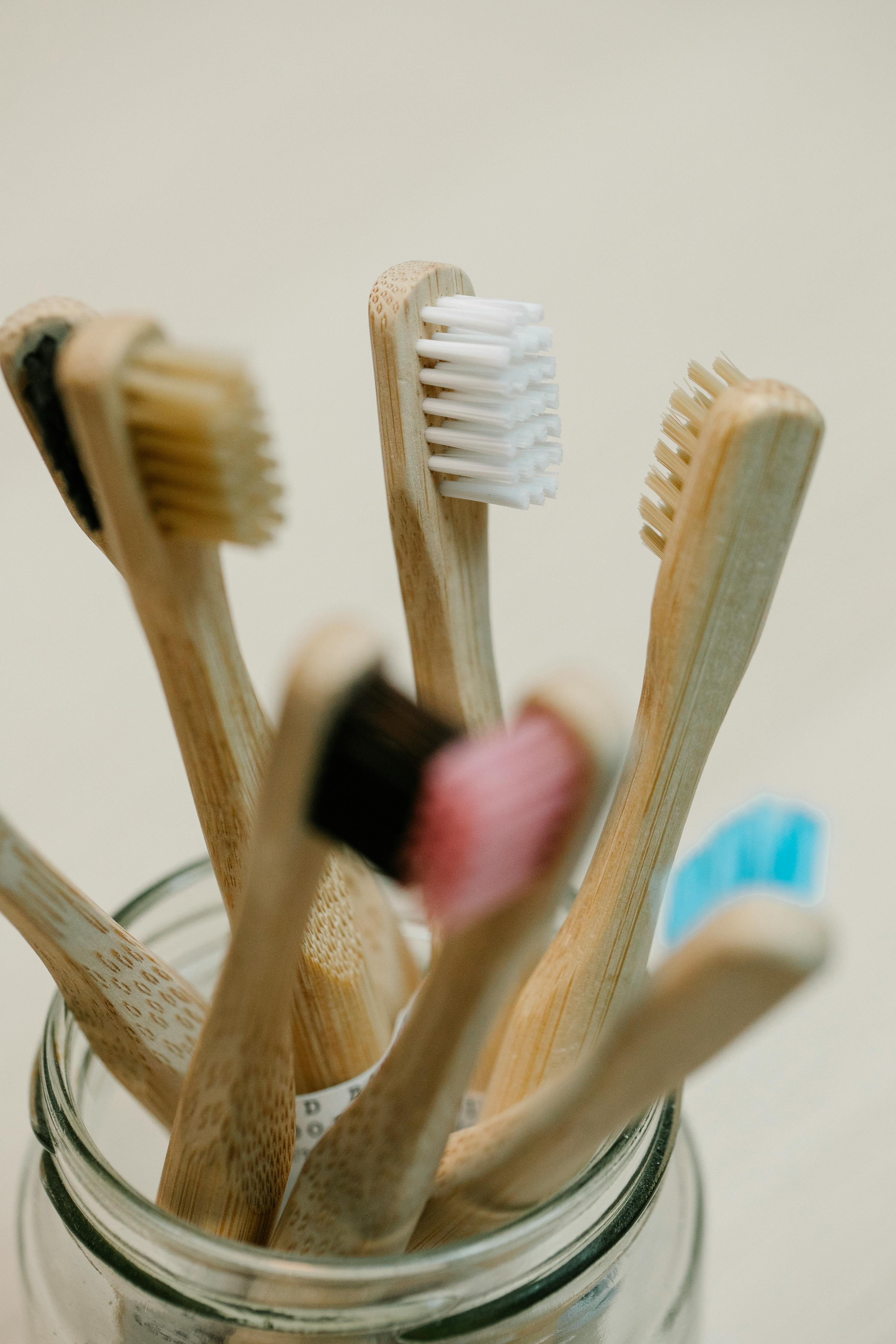 Natural Bamboo Toothbrush Set — 5-10 Pack — Close-up