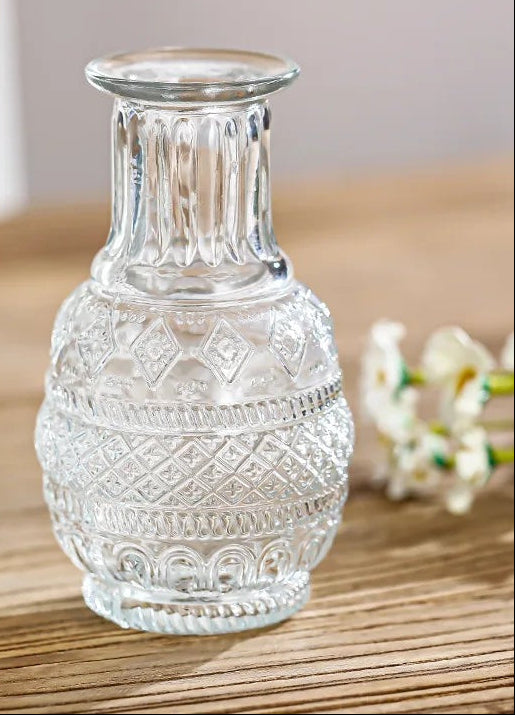 French Retro Embossed Glass Vase — View 1