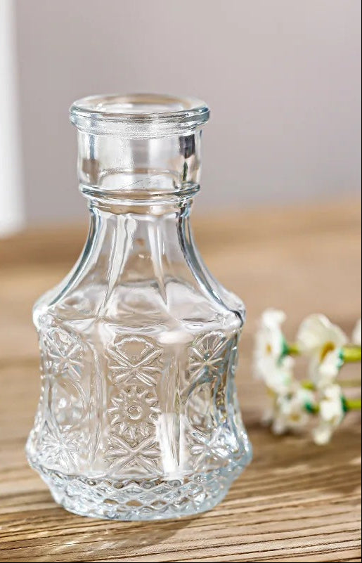 French Retro Embossed Glass Vase — Side view