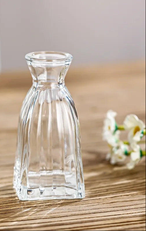 French Retro Embossed Glass Vase — Back view