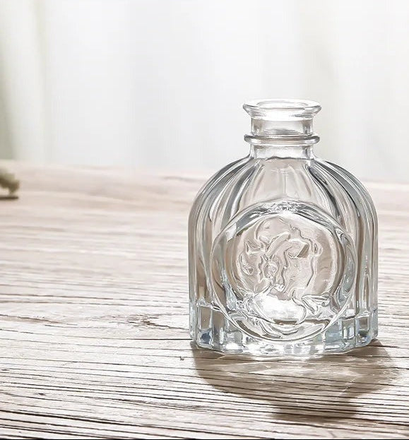 French Retro Embossed Glass Vase — Full view